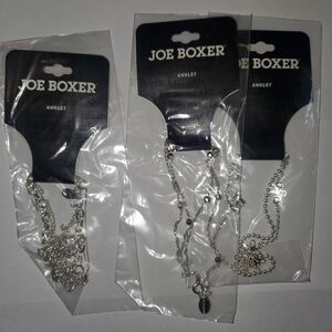 Joe Boxer Silver Chain Anklets 3 Sets